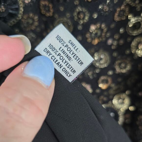La Vie Style House Gold Deco Sequin Caftan Black Flared Sleeve Mini OSFM NWT - Picture 10 of 13